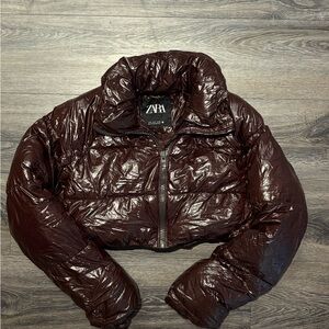 Zara Women's Chocolate Puffer Jacket